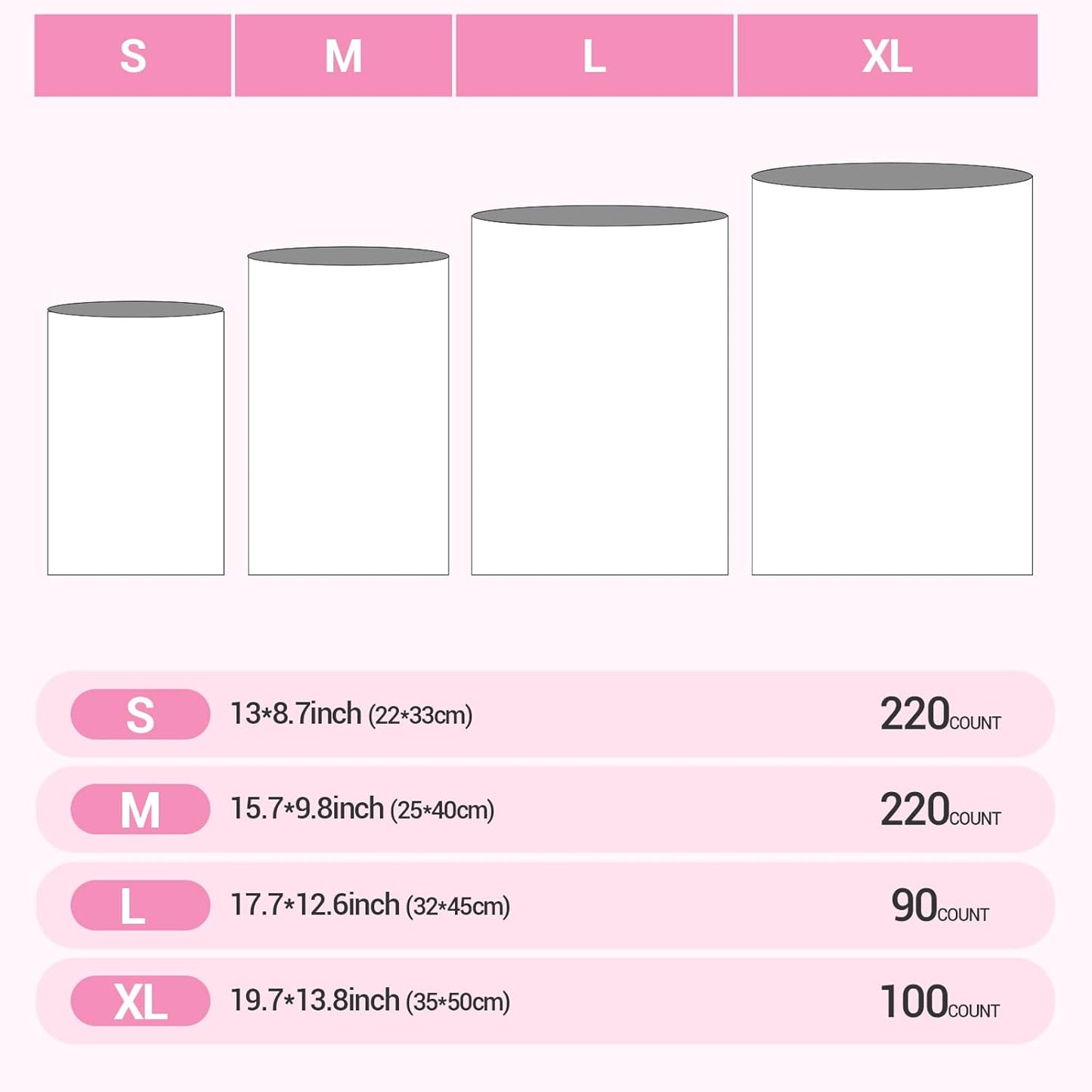 Odor Sealing Baby Diaper Disposal Bags - M/220 Counts Unscented, Durable Diaper Trash Sacks for Home, Travel & On-the-Go Use (Color:White)