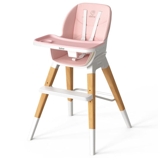 8 in 1 Highchair, Convertible Wooden Baby High Chair with Tray, Adjustable High Chair for Babies and Toddlers, Easy to Clean, Grow with Family|Booster|Learning Table|High Stool
