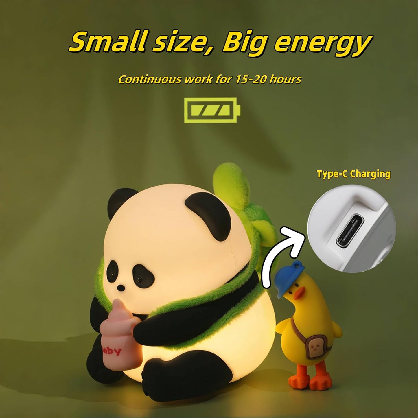 Cute Panda Night Light,LED Squishy Novelty Animal Night Lamp,Food Grade Silicone 3 Level Dimmable Breastfeeding Nursery Nightlight for Girls Room Decor,Cute Gifts,Office Desk/Baby Boys