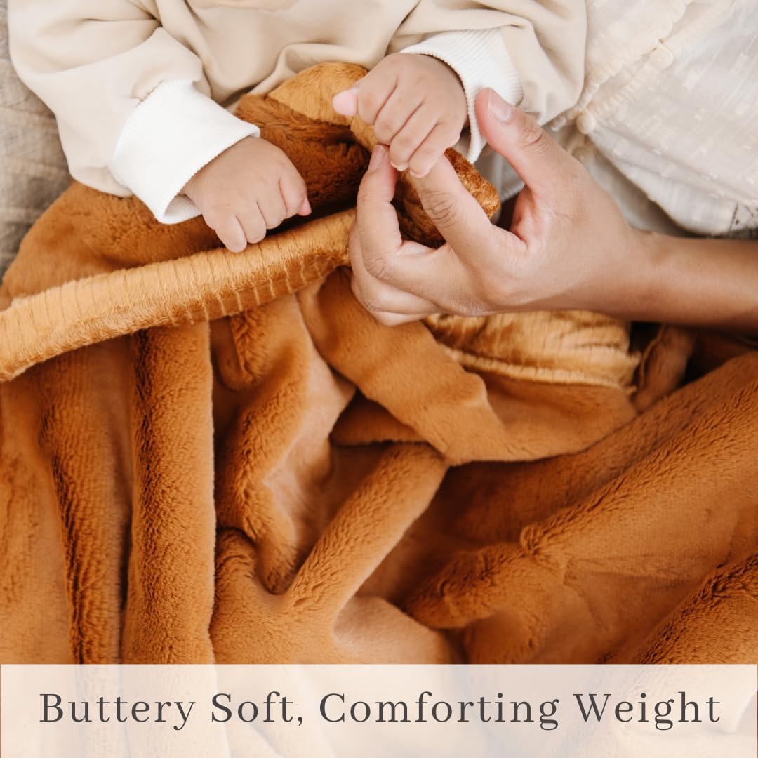 SARANONI Security Blankets for Babies Super Soft Boutique Quality Lush Luxury Baby Blanket (Mini 15" x 20", Camel)