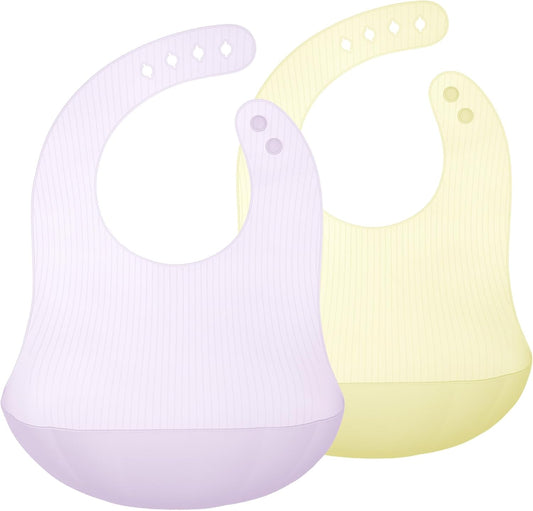 Olababy Fold N Go Silicone Baby Bib w Travel Case | Lightweight Design Eases Pressure Bruising for Infants & Toddlers