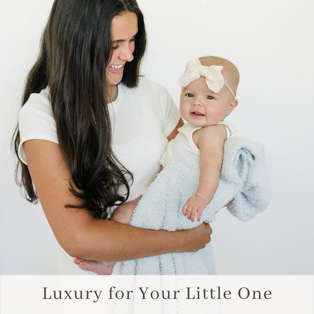 SARANONI Bamboni Luxury Baby Blanket | Plush Blanket for Infant Boys & Girls | Receiving Blanket 30” x 40” | Sky Blue