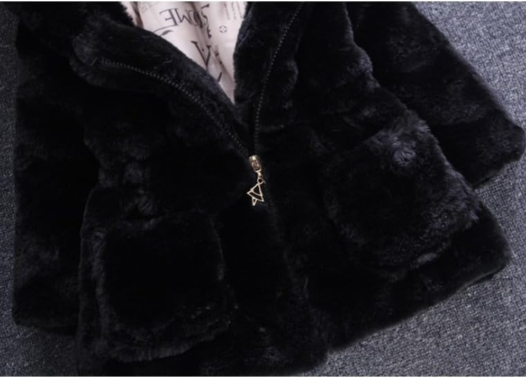 Mallimoda Girls Winter Warm Coats Ear Hooded Faux Fur Fleece Jacket