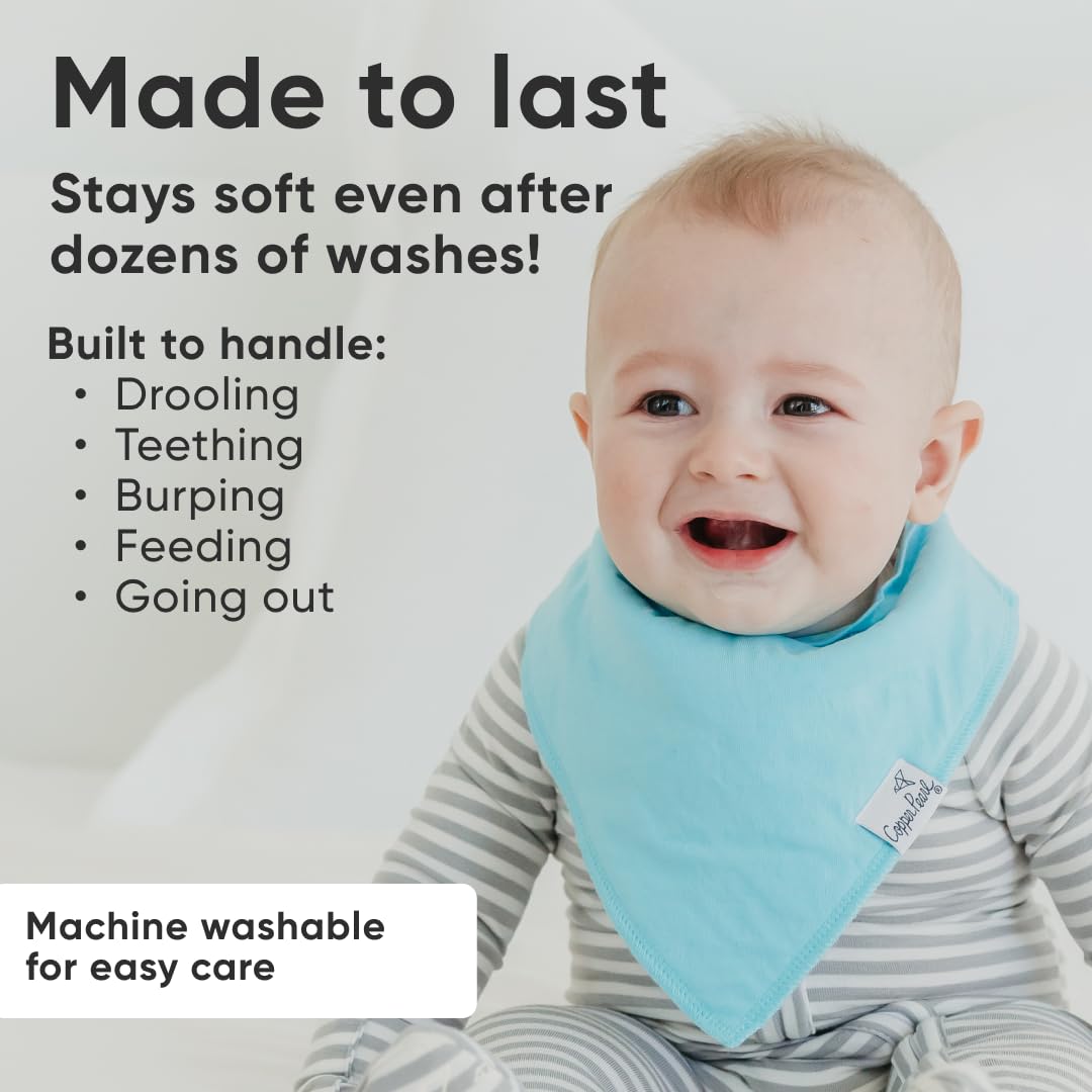 Copper Pearl 4 Pack Soft Cotton Baby Bibs for Drooling and Teething, Absorbent Drool Bibs for Baby Girl and Boy, Adjustable to Fit Newborns to Toddlers, Tons of Styles (Oxford)