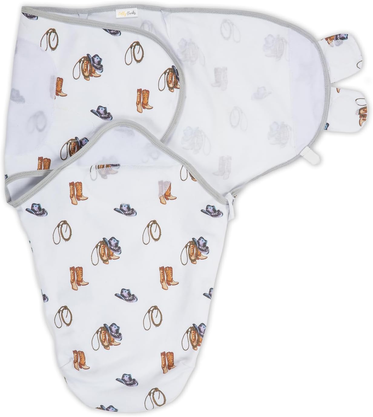 LollyBanks 100% Organic Cotton Baby Boy Essentials Swaddles 0-3 Months, Newborn Swaddle with Easy Change Zipper, Western Baby Swaddle Blanket Wrap (Cowboy Print)