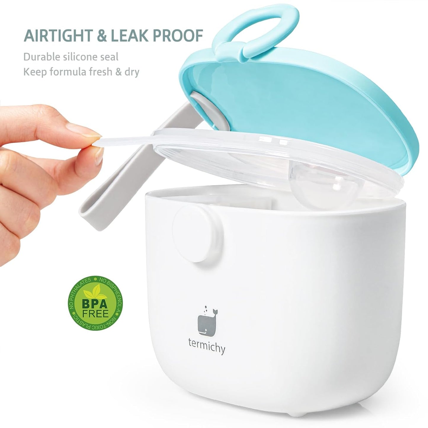 Termichy Baby Formula Dispenser, Portable Milk Powder Dispenser Container with Carry Handle and Scoop for Travel Outdoor Activities with Baby Infant, 8.8OZ, 0.55LB, 250g, 500ml (Baby Blue)