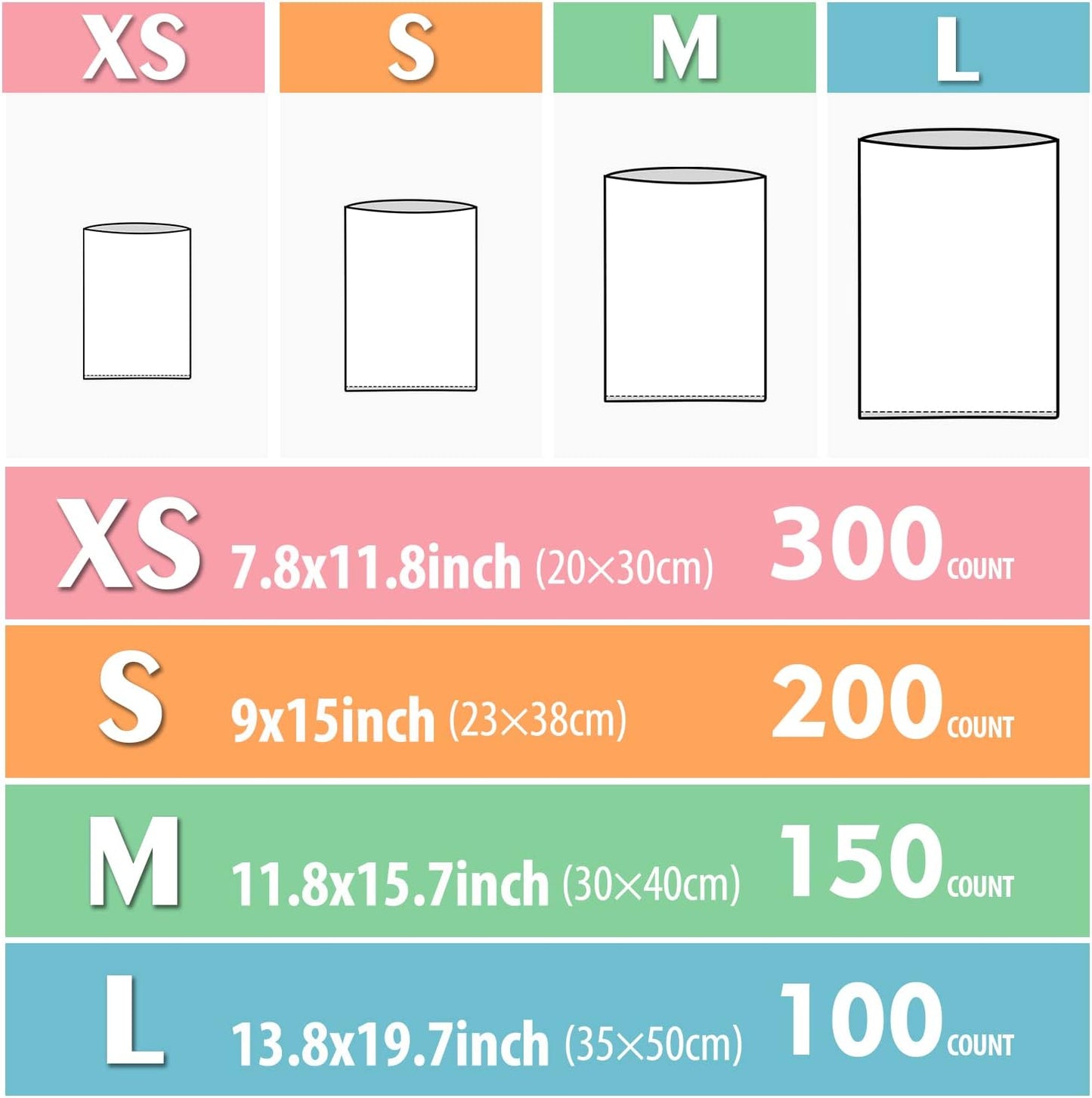 Odor Sealing Disposable Diaper Bags XS/300 Count Diaper Sacks Scented Diaper Trash Bags Large Capacity Diaper Disposal or Pet Waste Bags