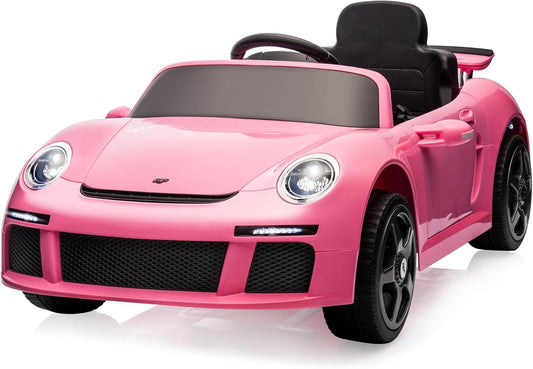 Licensed RUF CTR3 12V Kids Ride On Car with Parent Remote Control, MP3 Player, Battery Powered Electric Toy with 2 Motors, 3 Speeds, LED Lights - Pink