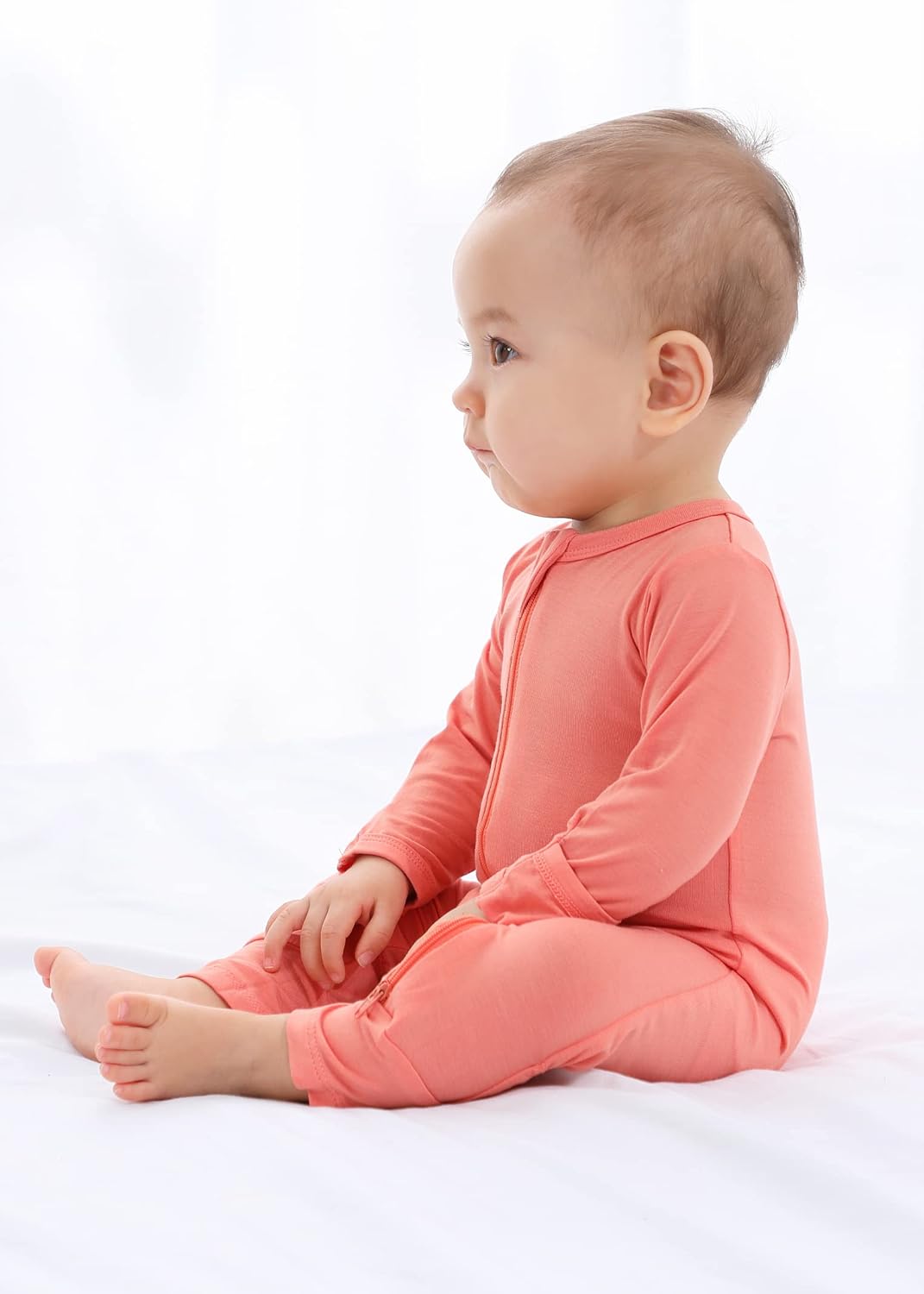 GUISBY Baby Pajamas with Mitten Cuffs - 3Pcs Girls Boys 2 Way Zipper Long Sleeve Rayon Sleepers