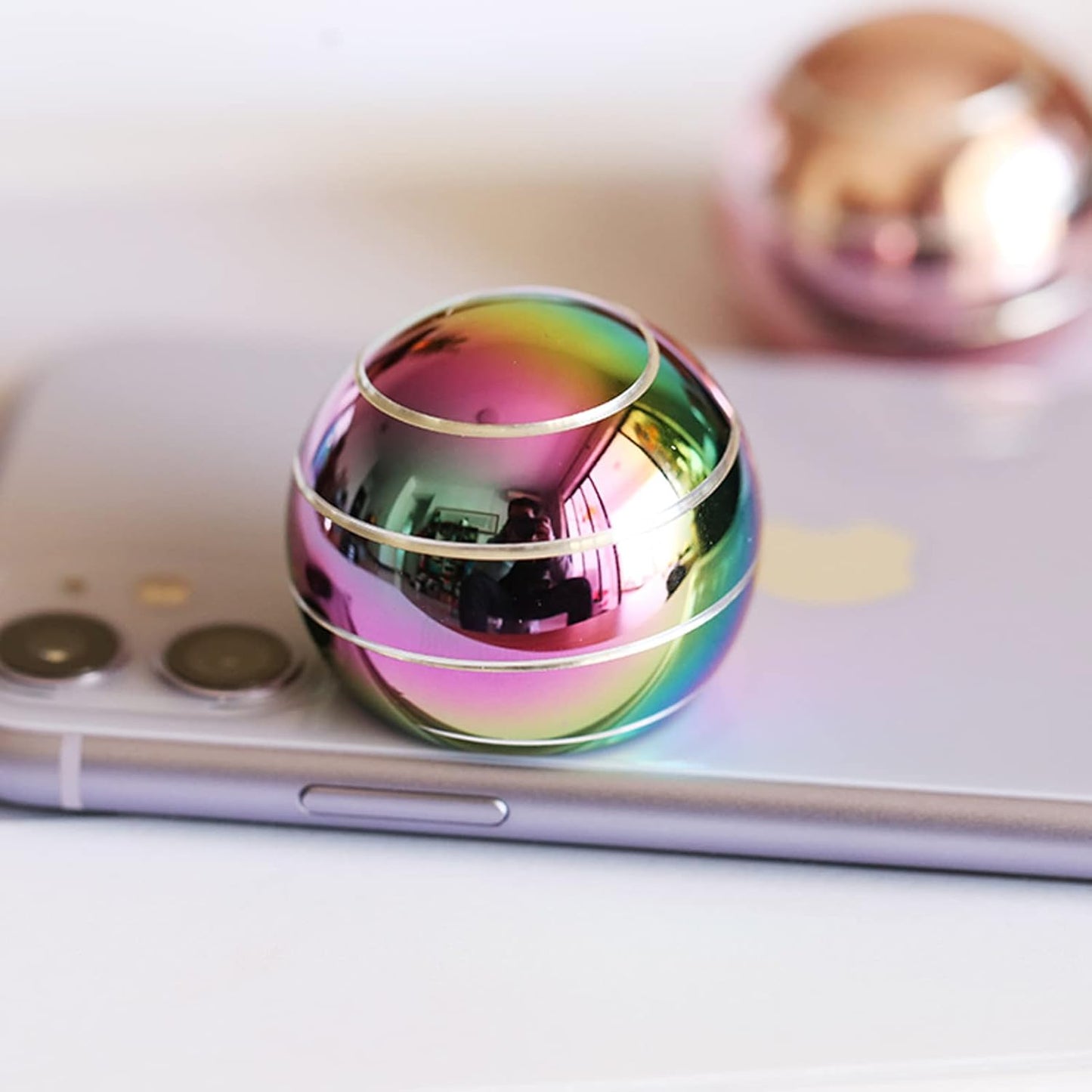 Kinetic Desk Toys, 1.77'' Kinetic ADHD Desk Toys for Adults for Office, Party Favors Fidget Desk Toy Optical Illusion Toys for Birthday Stocking Stuffers (45MM, Rainbow-A)