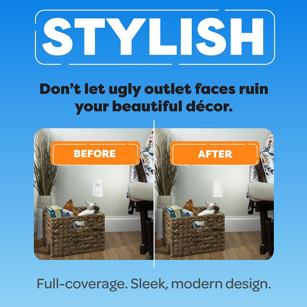 Child Resistant Outlet Cover (2-pack | White) | Decora GFCI Wall Plate | Sliding Door that Locks | Safe & Stylish | Patented Design | Made in the USA | Quick & Easy Installation | Socket Shield