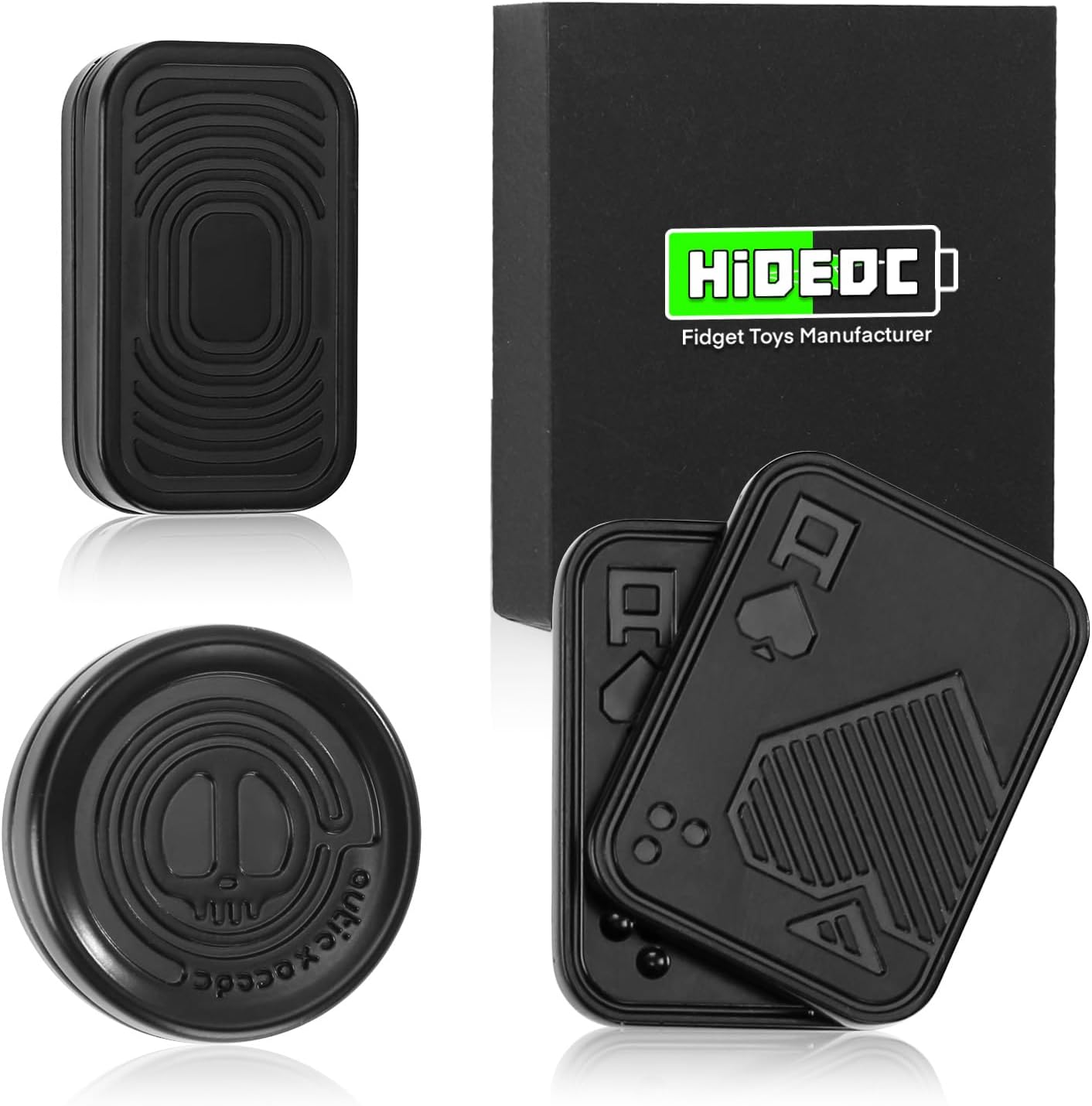 Metal Fidget Toys Gift Pack, Fidget Slider Haptic Coin EDC Fidget Toy for Adults, Home Office Executive Desk Toys Gift for Him, Helps Relieve ADHD/ADD/Autism (Black)