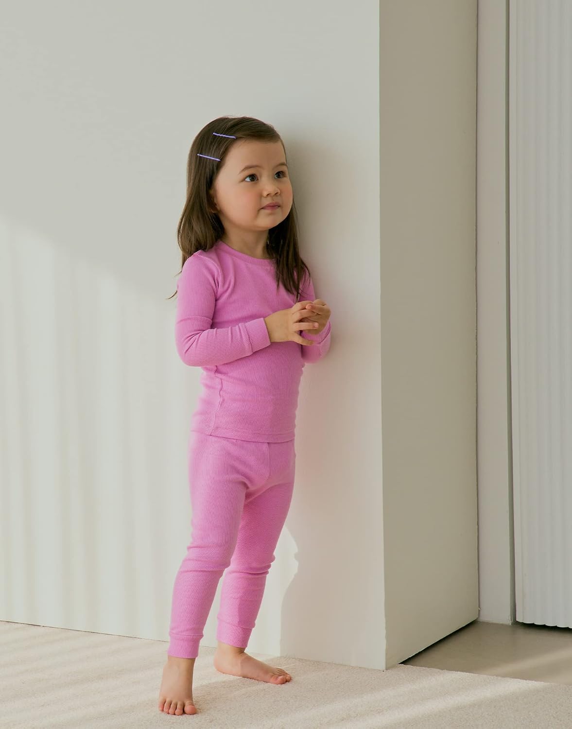 moimoln Pajamas Set 6M-5Y Solid Ribbed Unisex Baby & Toddler, Soft Viscose, Snug-Fit, Everyday Sleepwear