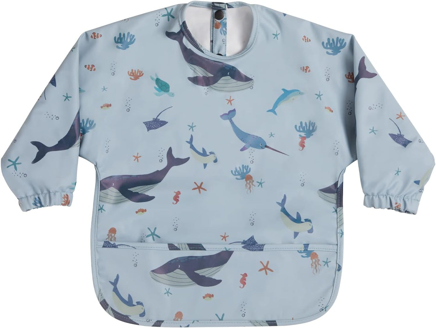 Long Sleeve Baby Bibs for Toddlers, Waterproof, Boys Girls Smock with Food Catcher Pocket for Feeding, Eating