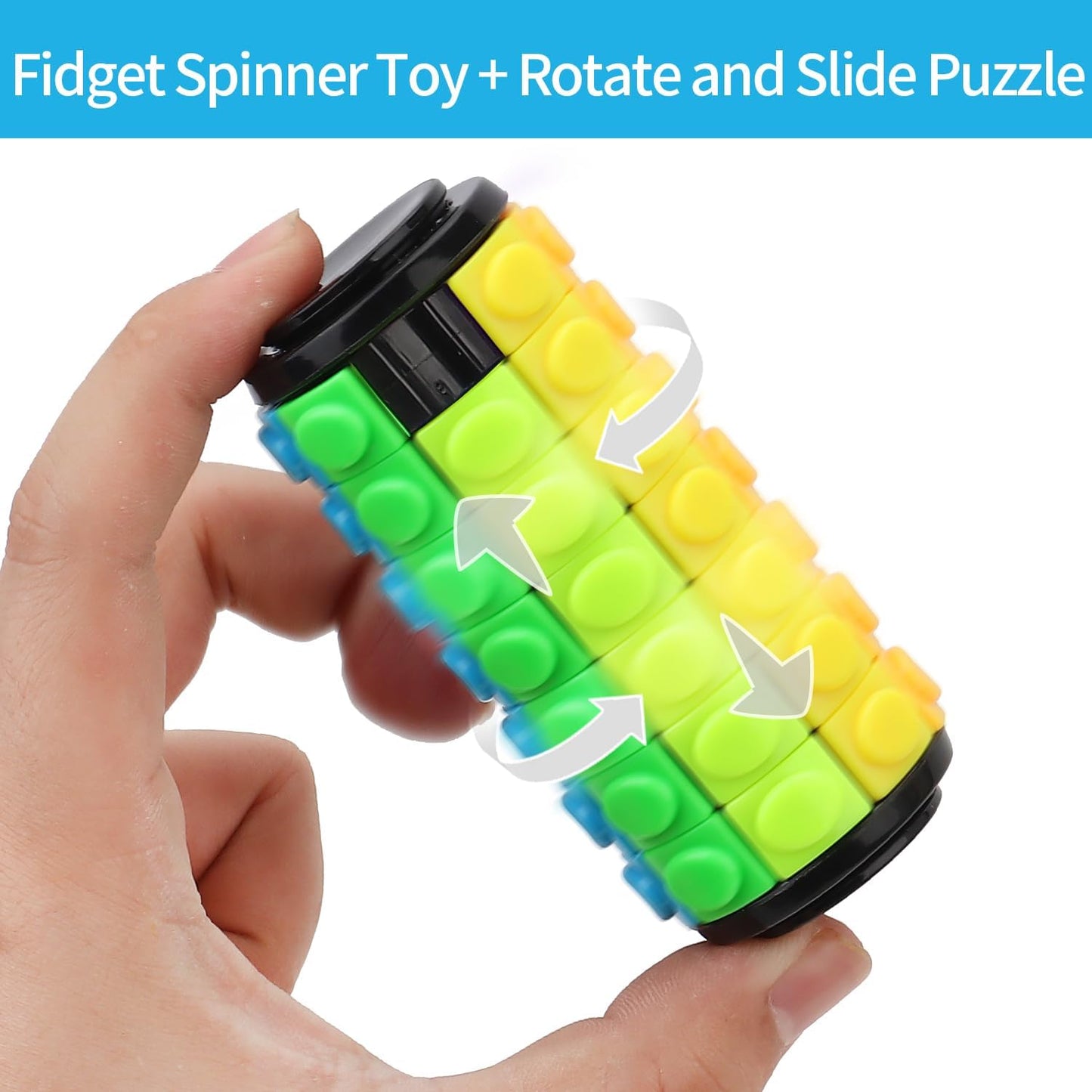 Rotate and Slide Puzzle, Finger Spinner Puzzle, Fidget Toys, Decompression Toy, 8 Colors,7 Layers, Educational Sensory Toy for Kids Adults (8 Colors X (6 Layers + 4 Layers + 8 Layers))