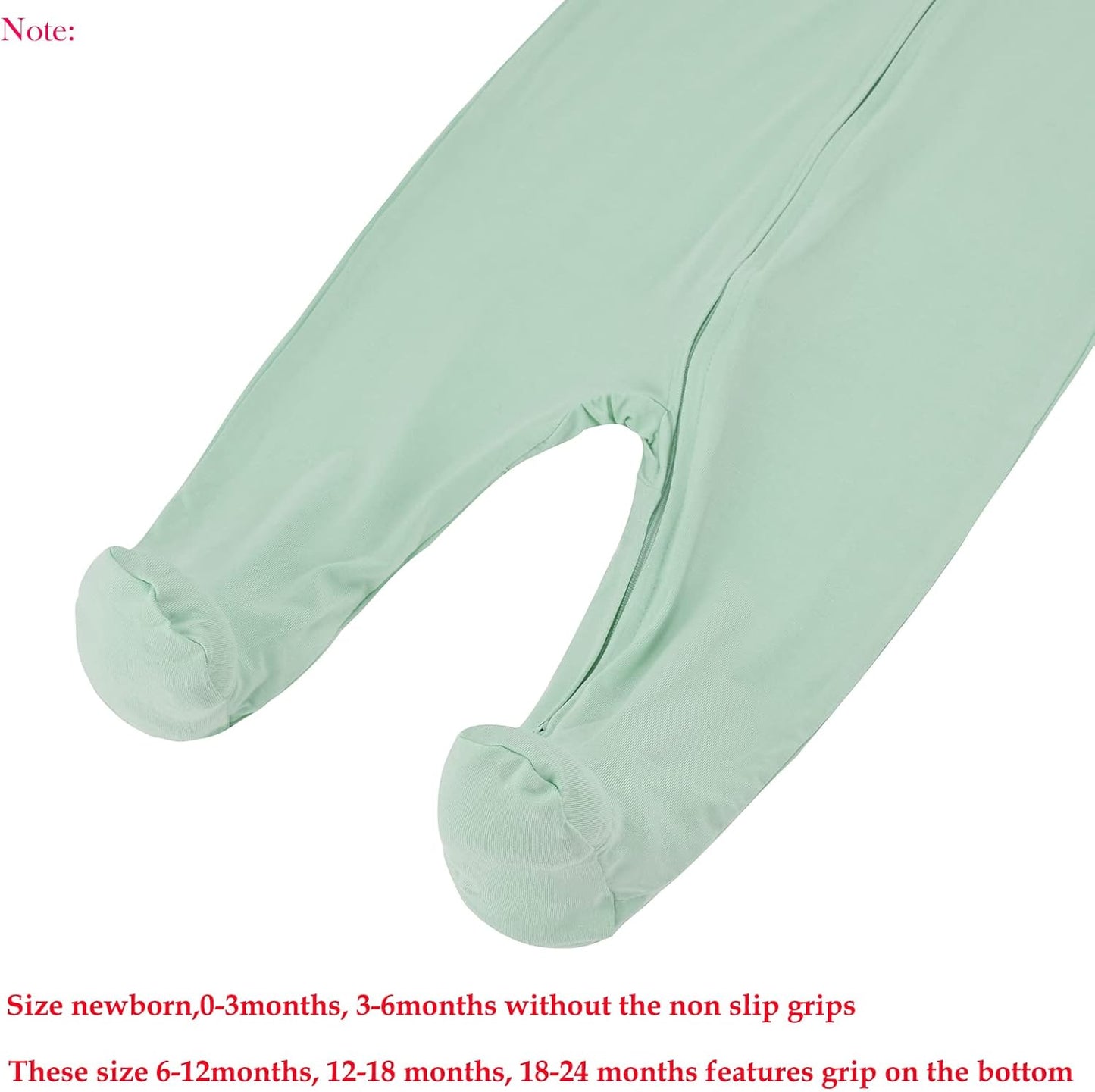 Aablexema Baby Zipper Pajamas Bamboo Rayon, 3pcs Unisex Infant Onesie with Mitten Long Sleeve Footed Pjs