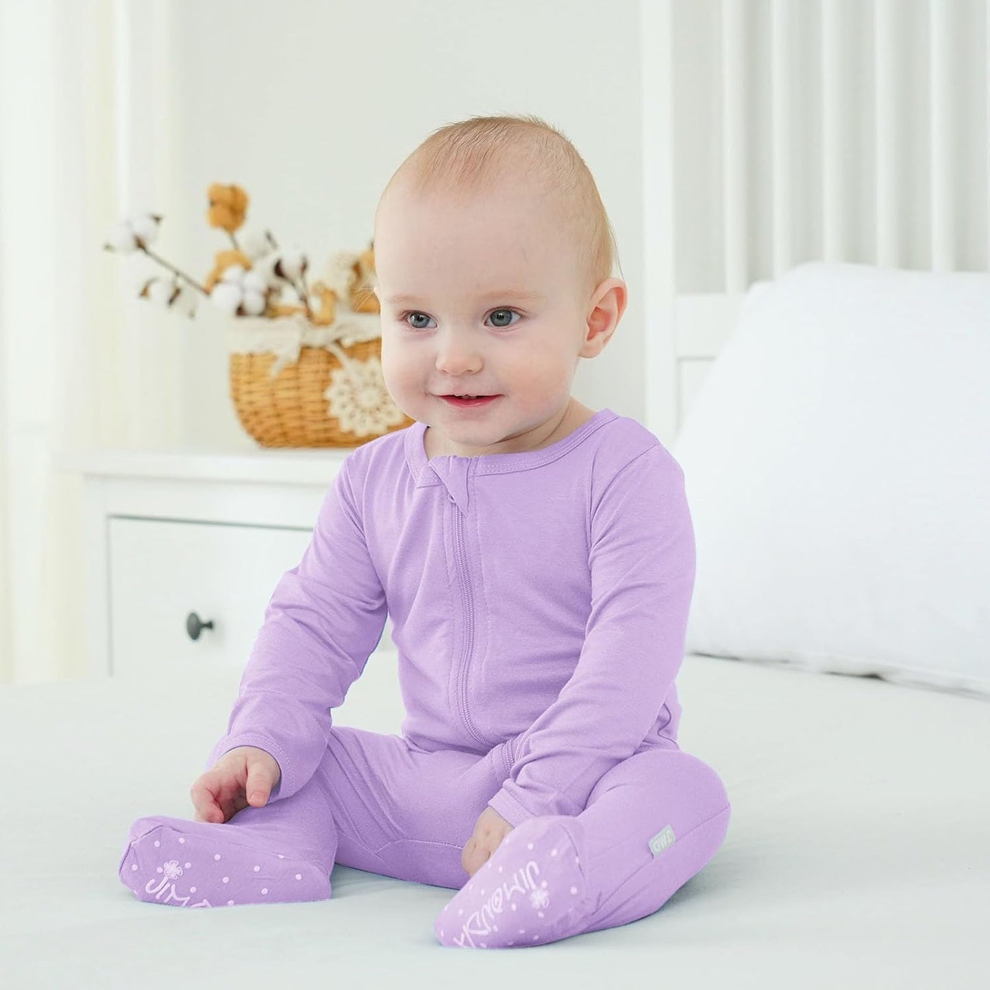 Baby Bamboo Rayon Romper Infant Footies Long Sleeve Double Zipper Outfits 2-Pack One-Piece Jumpsuits