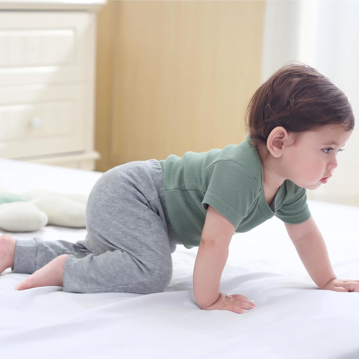 Baby Bodysuit 6 Pack Soft Mixed Ribbed Short Sleeve Romper Infant Boy Girl Clothes Set