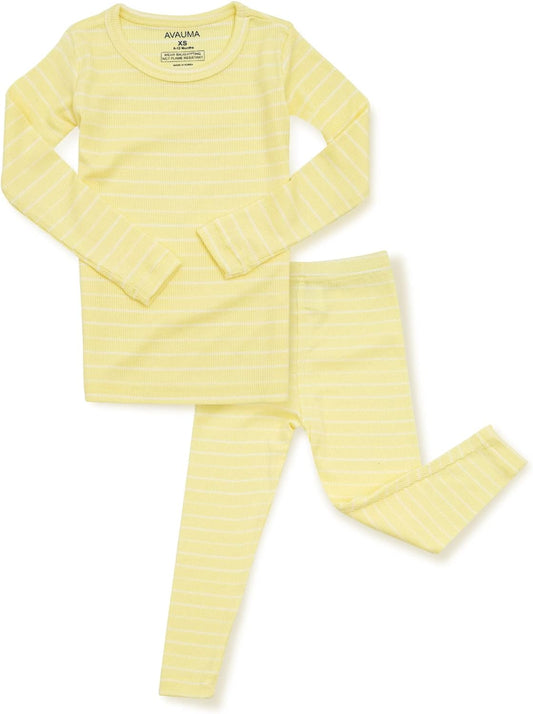 AVAUMA Stripe Pattern Baby Boys Girls Pajama Set Kids Toddler Snug fit Ribbed Sleepwear pjs for Daily Life Style