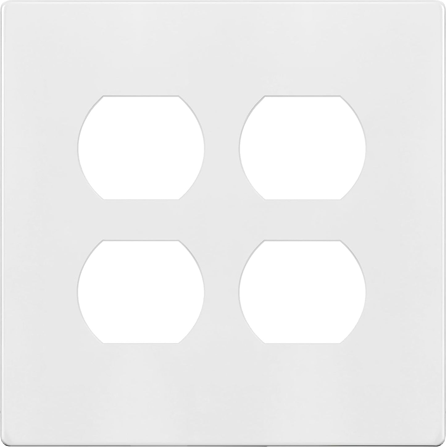 TG Screwless Duplex Wall Plate, Child Safe Double Receptacle Outlet Cover, Standard Size, 2-Gang 4.68" x 4.73", Unbreakable Polycarbonate Thermoplastic, UL Listed, SP-S2-W, Glossy, White