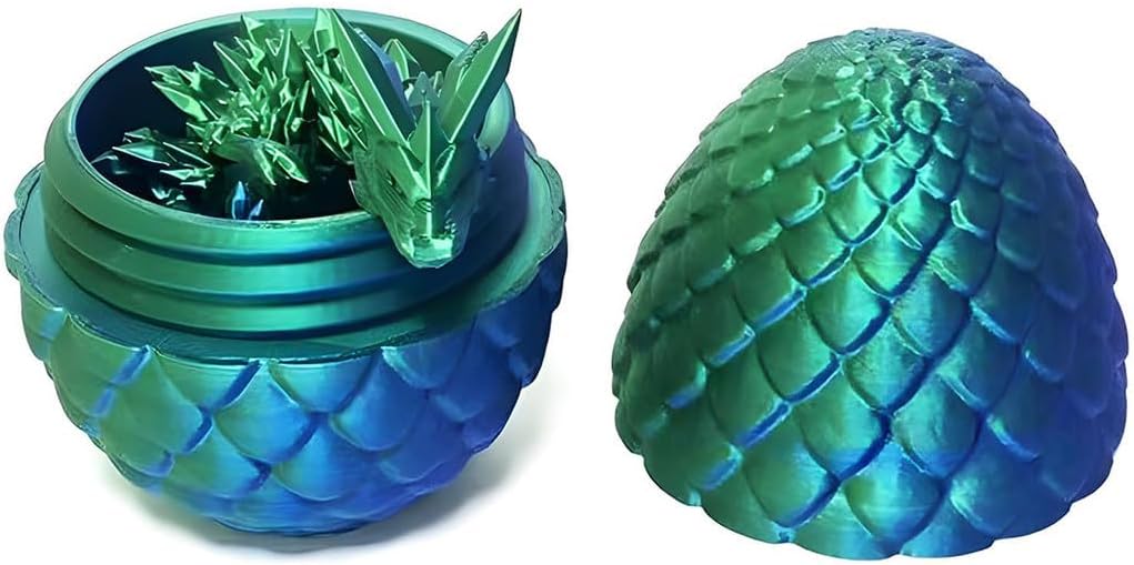 3D Printed Dragon Egg, 12inch Dragon Fidget Toys with Wings Easter Basket Stuffers Executive Desk Toys Crystal Dragon for Autism/ADHD Home Office Decor