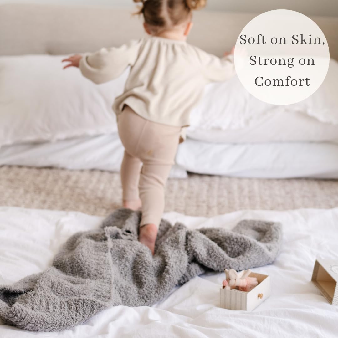 SARANONI Bamboni Luxury Baby Blanket | Plush Blanket for Infant Boys & Girls | Receiving Blanket 30” x 40” | Gray