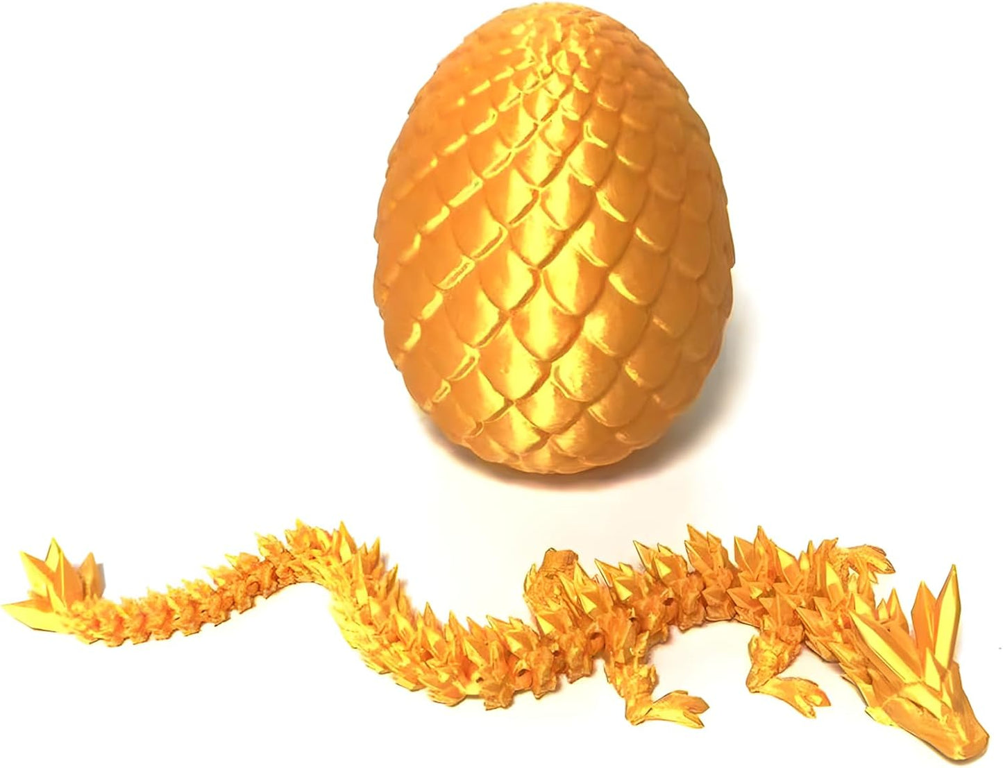 3D Printed Dragon Egg Crystal Dragon Fidget Toy Full Articulated Dragon Mystery Dragon Eggs with Dragon Inside Home Office Desk Decor Gifts Toys (Gold)