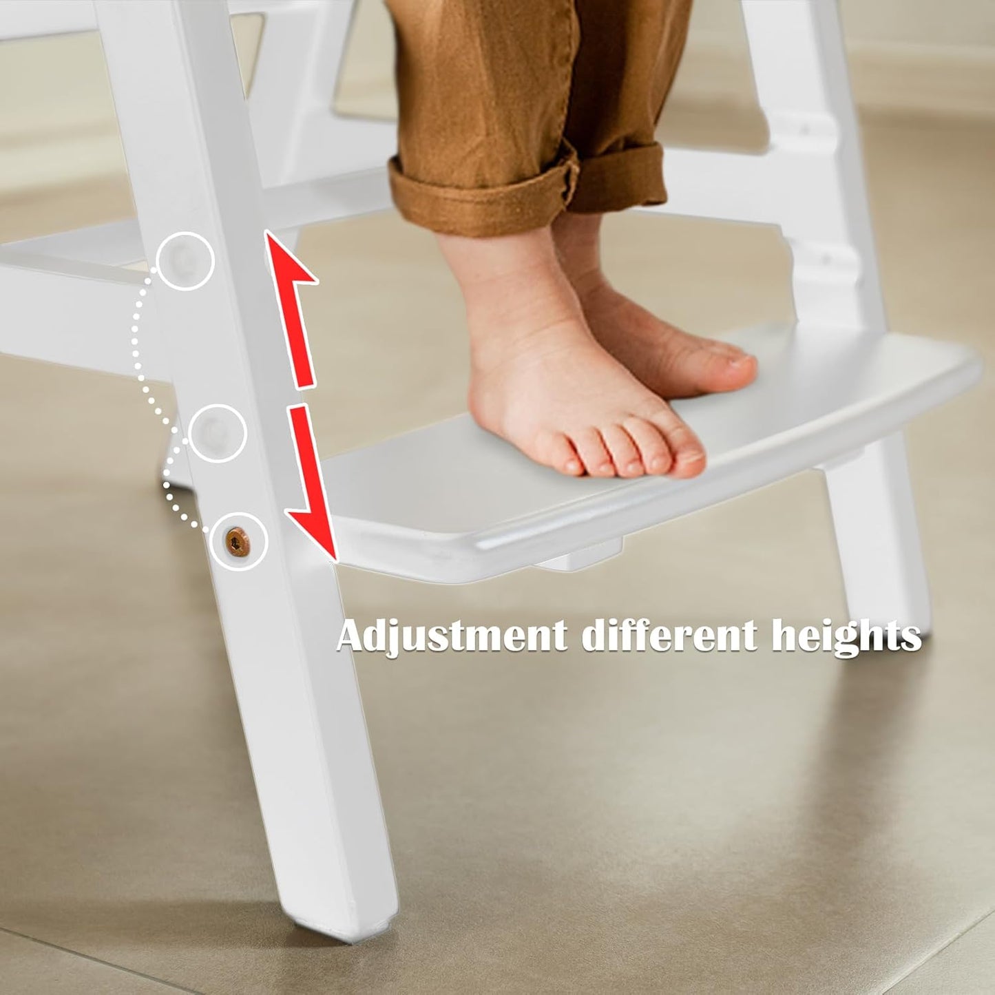 Solid Wood high Chairs for Toddlers,High Chair Grows with Kid for Dining, Study Chair for Children, White