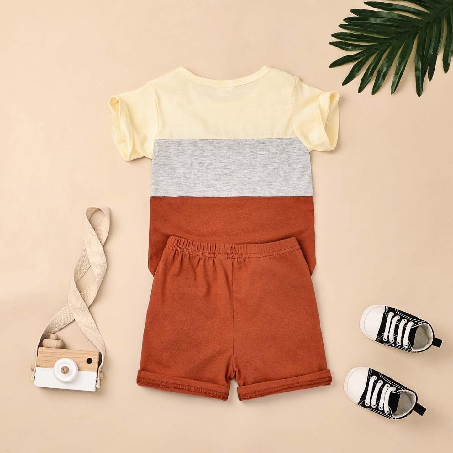 Baby Boy Clothes Toddler Boy Summer Outfits Short Sleeve Patchwork Top T-shirt & Pocket Pant Set 2 Piece 12 Months-4T