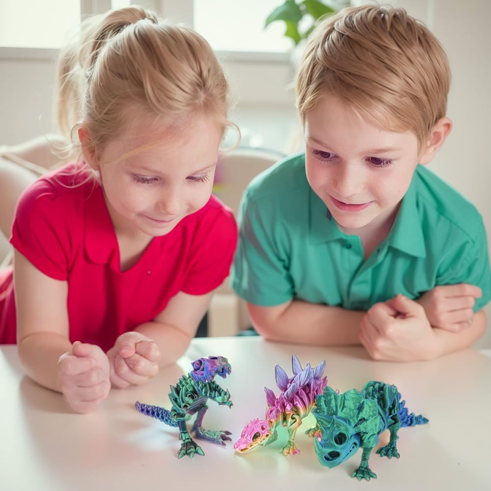 3D Printed Dinosaur Toy, Articulated Tyrannosaurus Rex Stegosaurus Triceratops - Mystery Crystal Dinosaur Flexible Toys,Flexible Fidget Toy for Autism/ADHD,Birthday Gift/Desk Toy/Home Decoration
