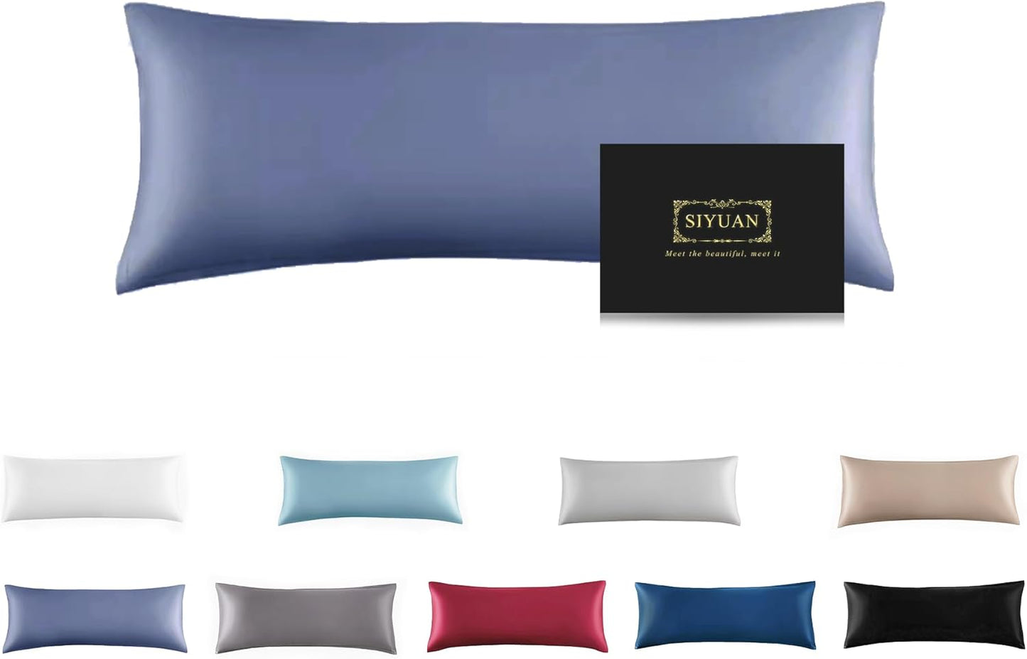 Mulberry Silk Pillowcase for Hair and Skin,Cooling Silk Pillow Case with Hidden Zipper,Allergen Proof Dual Sides Soft Breathable Smooth Silk Pillow Cover for Women (Grayish Blue, Body)