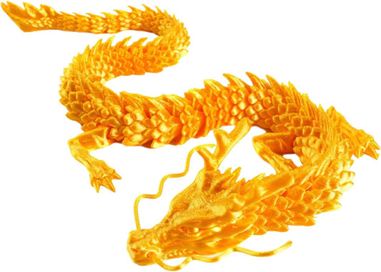 3D Printed Dragon - Articulated and Posable Toy for Car Decoration - Strikingly Realistic Dragon crystal Figure gifts (Gold)