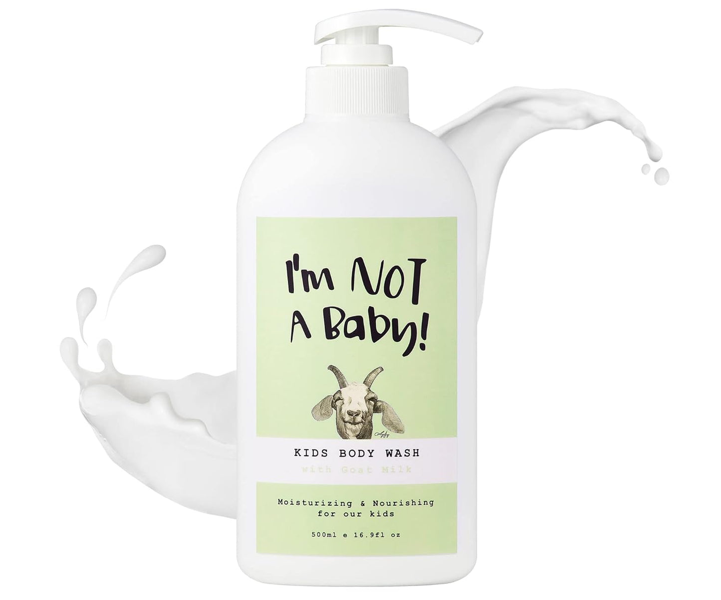 I'm NOT A Baby! Kids Body Wash– Dermatologist Tested, Allergen free, Cruelty-free, PETA, Gentle for Kids, Goat Milk, 16.9 Fl Oz