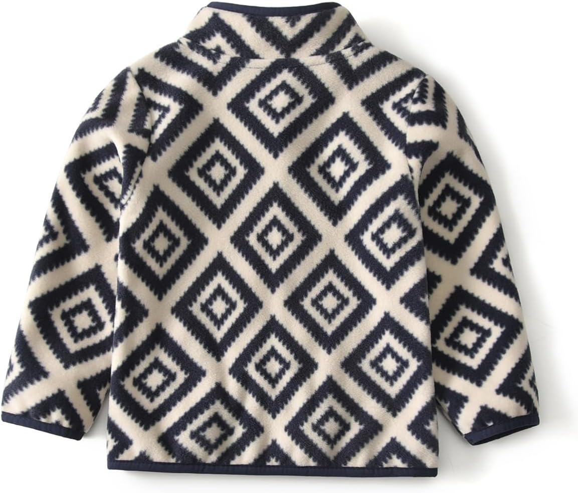 Kids Printed Polar Fleece Jacket Toddler Baby Boys Girls Autumn Winter Warm Sherpa Lining Outerwear Soft Lightweight