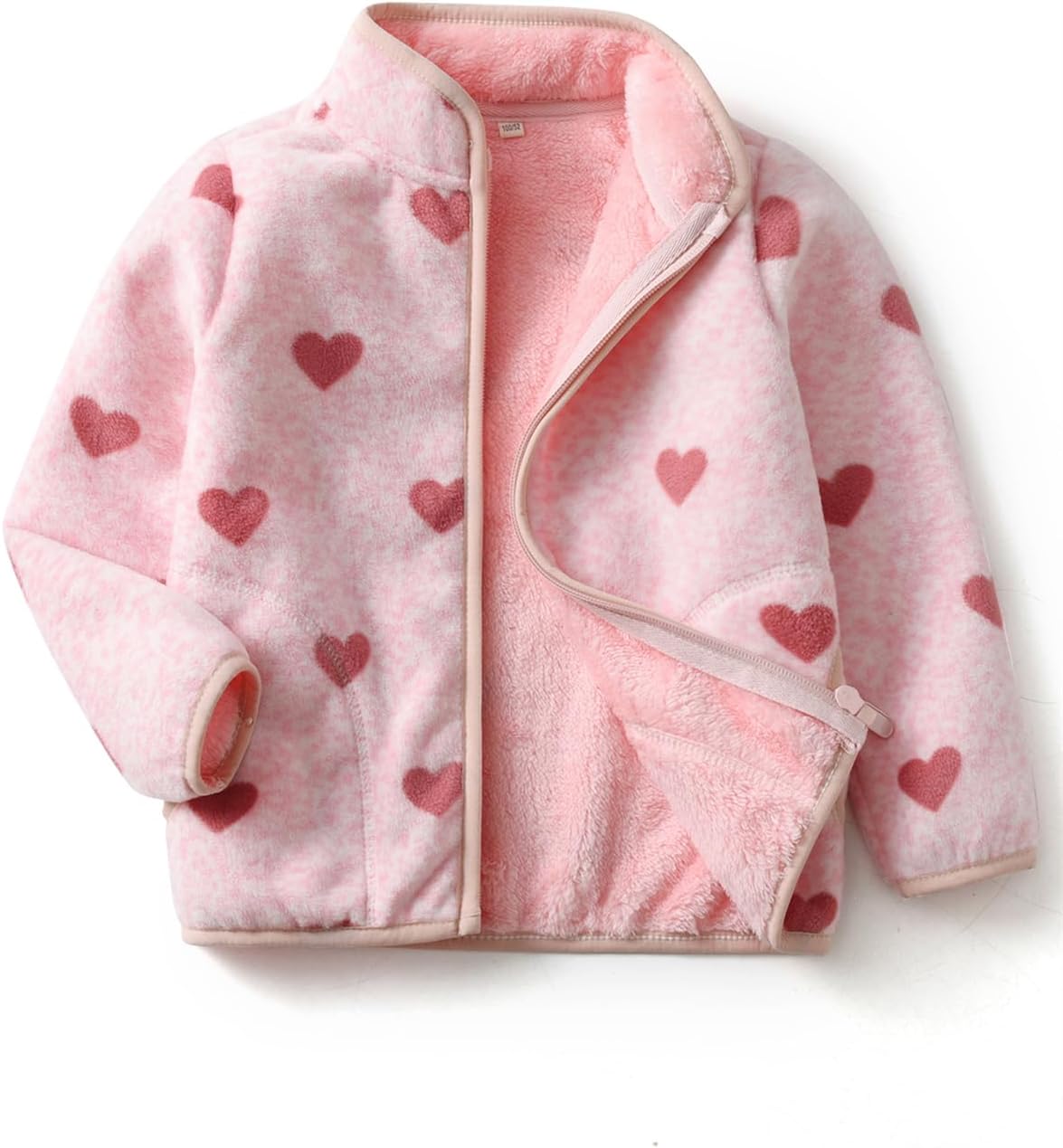 Kids Printed Polar Fleece Jacket Toddler Baby Boys Girls Autumn Winter Warm Sherpa Lining Outerwear Soft Lightweight