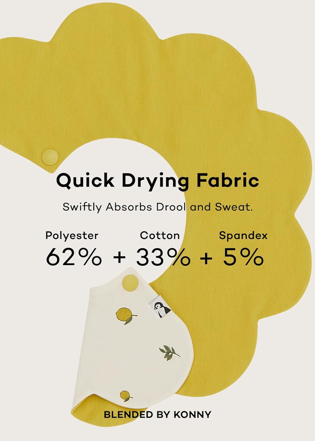 Konny Baby Bibs 5-Pack, 360 ° Rotate, Soft and Absorbent Bandana Drooling for Boys Girls baby Essentials