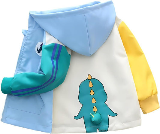 Vinmin Toddler Hooded Jacket Cartoon Dinosaur Zip Coat Little Girls Boys Jacket Thin Fashion for Spring Autumn