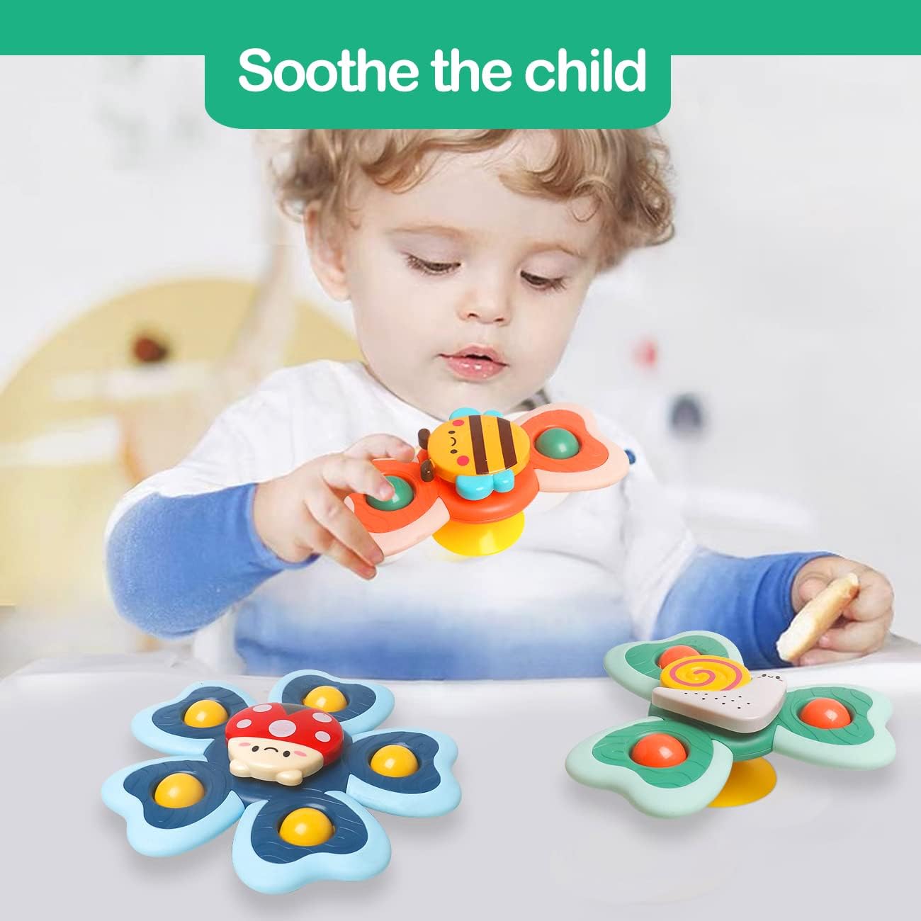 Sensory Suction Cup Toys for 1 Year Old Boys Girls Baby Simple Dimple Fidget Spinner Toys 2-4,6-12,12-18 Months Toddlers Baby Bath Travel Toys for Easter Birthday