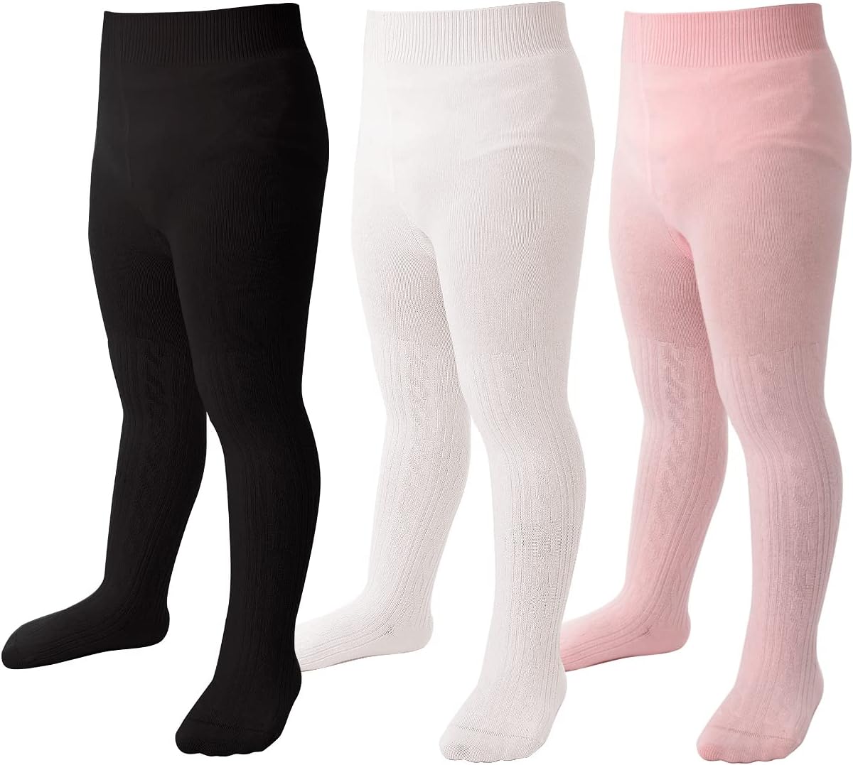 Marchare Baby Girls Tights Thick Solid Cable Knit Leggings Winter Warm Stockings For Toddler Girls 1/2/3/4/5 Pack