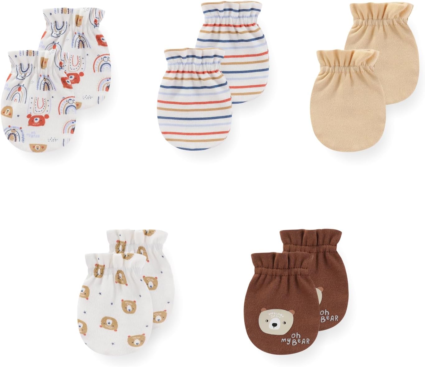 5 Pack Unisex New Born Boy Girls No Scratch Mittens Cotton Soft Baby Gloves Accessory 0-3 Months Infant Essentials