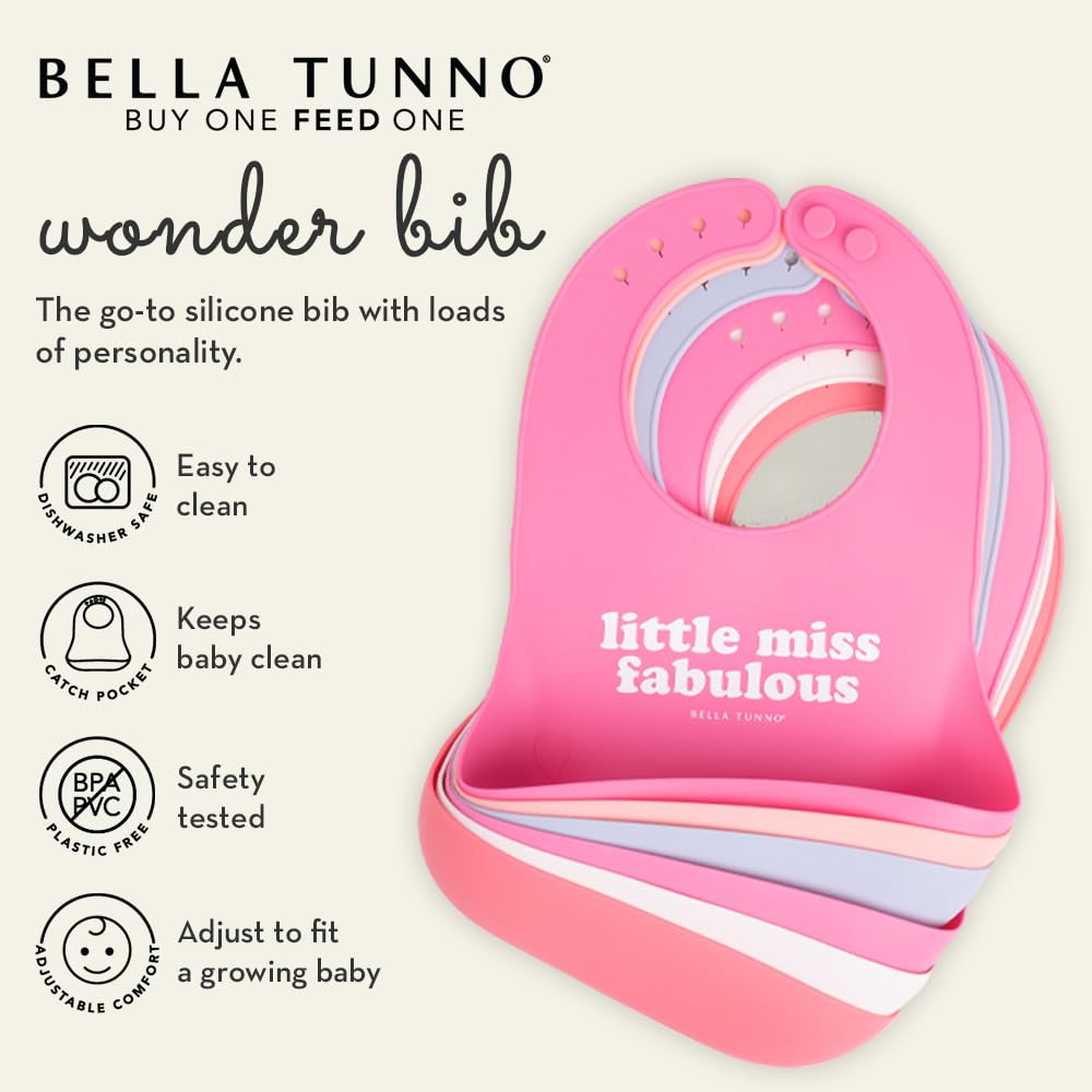 Bella Tunno Baby Bib for Eating, Waterproof Silicone Bib with Large Food Catcher, Adjustable Fit for Babies 4-12 months & Toddlers 1-3 Years, Boys & Girls, Lets Take a Selfie + Girls Rule