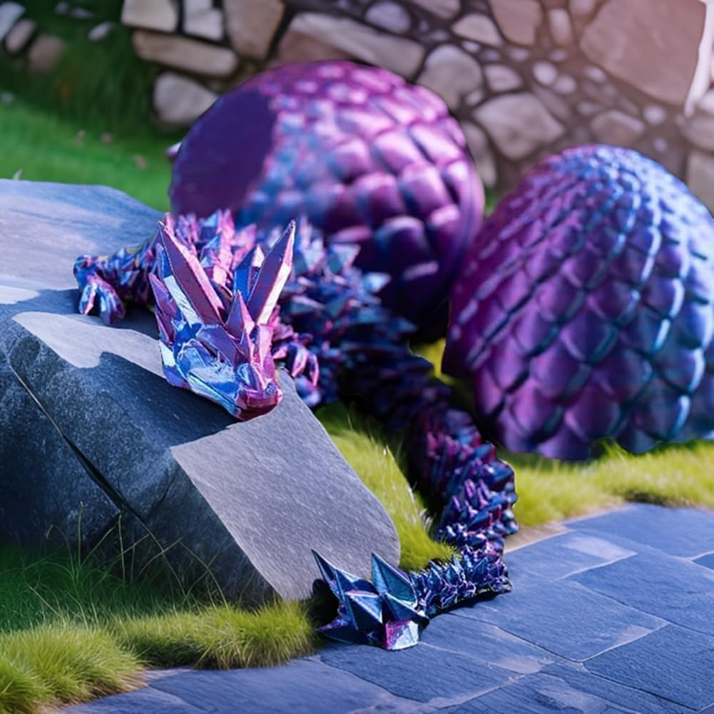 3D Printed Dragon Eggs with Dragon Inside - Mystery Dragon Egg Fidget Toy, 3D Dragon Eggs with Dragon Inside Fidget, 3D Printed Dragon Egg Fidget for ADHD/Autism, Laser Violet