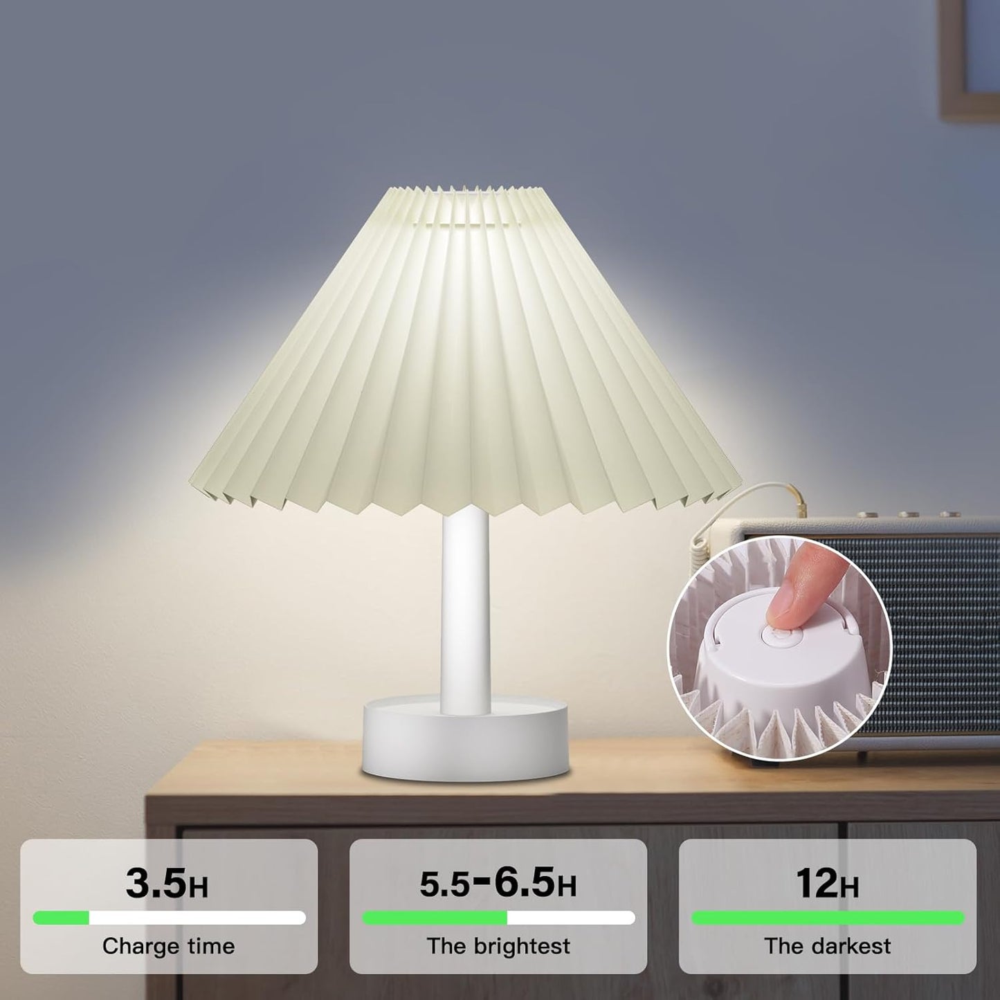 Tremdwoto Bedside Night Light for Kids,3 Colors Modes & Stepless Dimmable Cordless Night Lights,USB Rechargeable Nursery Lamp Nightlight, Cute Bedside Night Light for Bedroom, Kids Room, Dorm