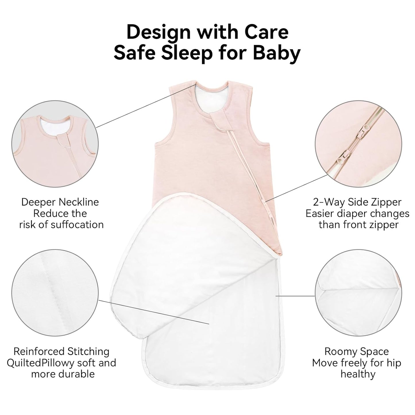 BubblePanda Rayon Made from Bamboo Sleep Sack 2t-3t 0.5 Tog Soft Lightweight Toddler Sleep Sack 24-36 Months for Babies 2-Way Zipper Wearable Blanket Baby 3t