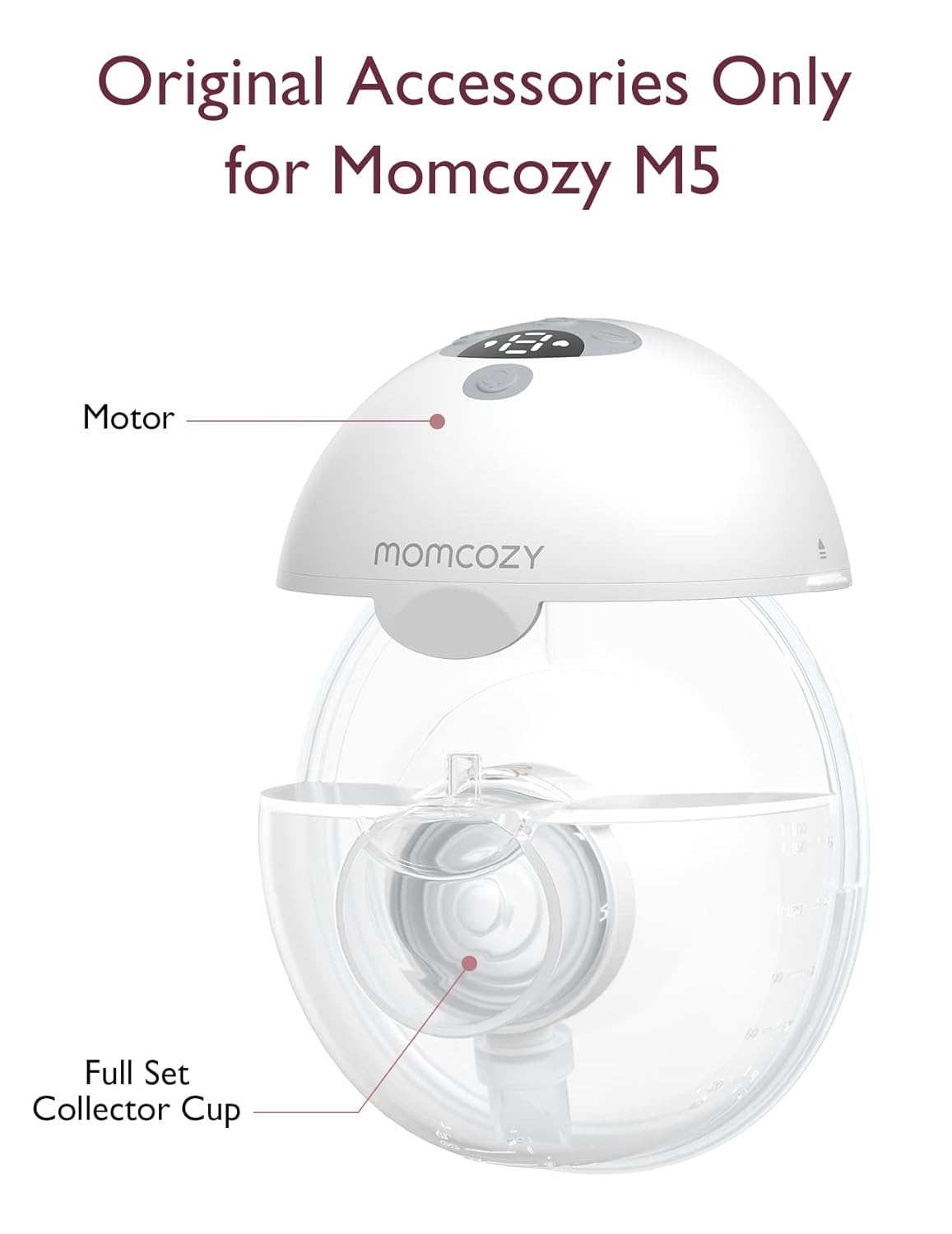 Momcozy Full Set Collector Cup Only Compatible with Momcozy M5 NOT for Others. Original M5 Breast Pump Replacement Accessories (160ml, with Double-Sealed Flange 24mm)