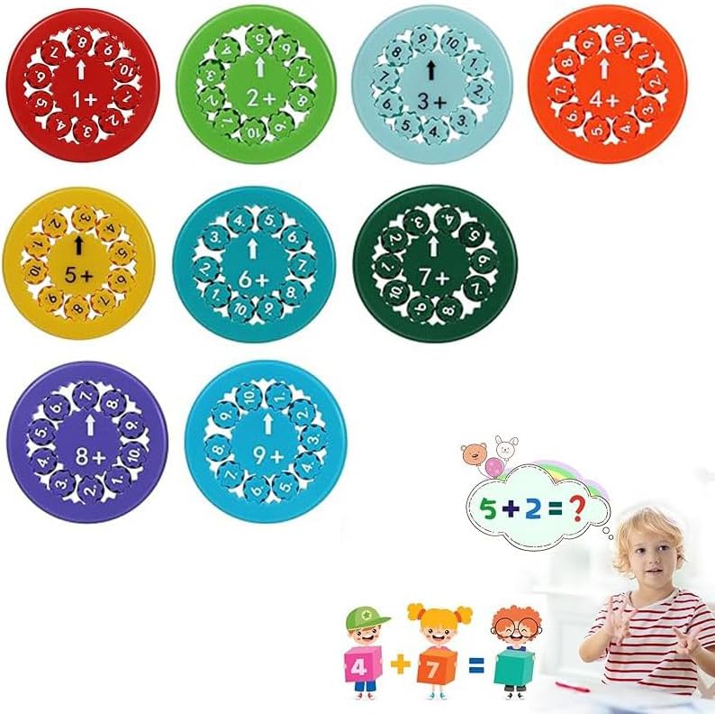 Math Fidget Spinners, Cool Math Fidget Spinners Toys, Funny Number Fidget Toy Learning Game, Multiplication Chat Game Fidget Toys for Adults Kids (Add 9Pcs)