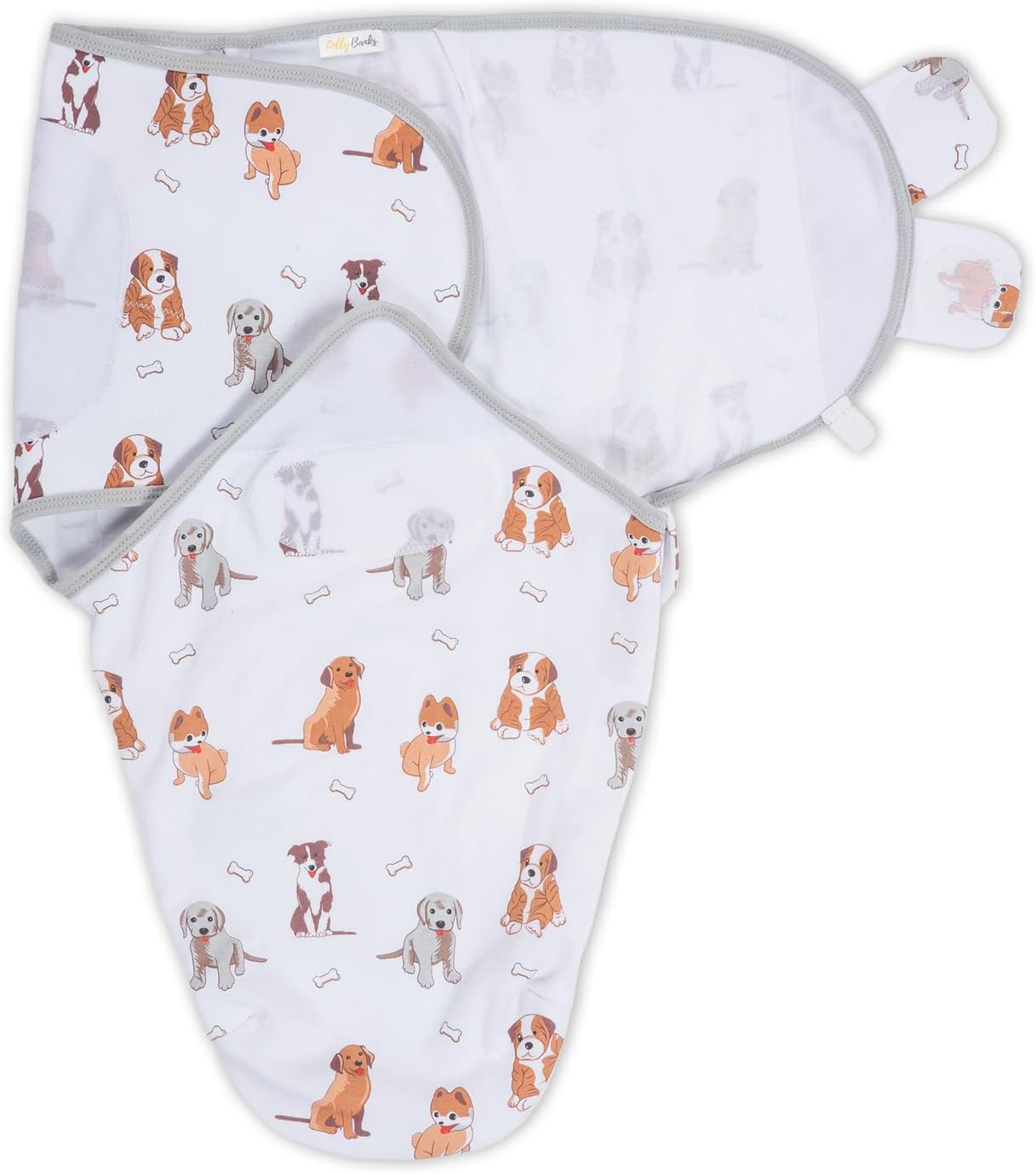LollyBanks Baby Swaddles, 100% Organic Cotton Swaddles for Newborn Boy and Girl, 3-6 Months Swaddle Sacks with Easy Change Zipper, Swaddle Neutral Baby Registry (Puppies Print)