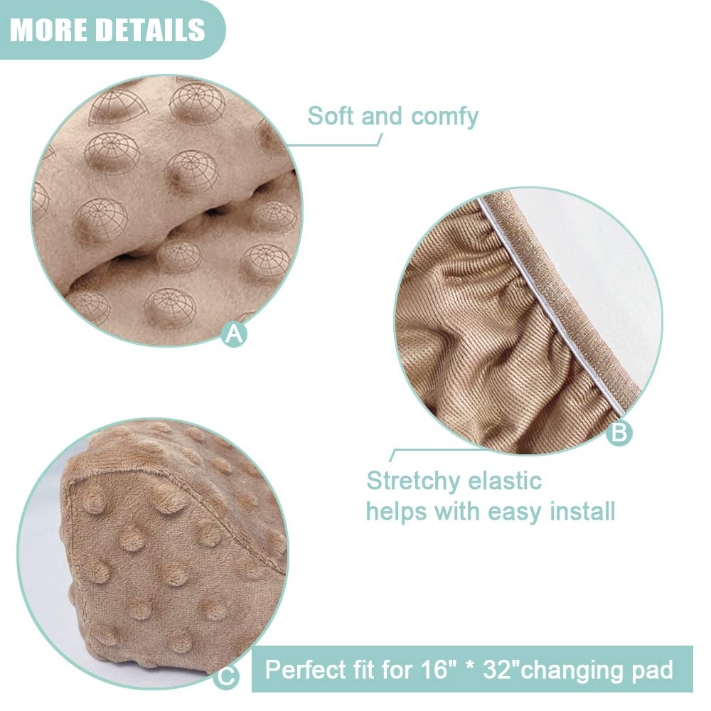 Owlowla Changing Pad Cover, Soft Minky Dots Changing Table Sheets for Baby Boy and Girl(Khaki)