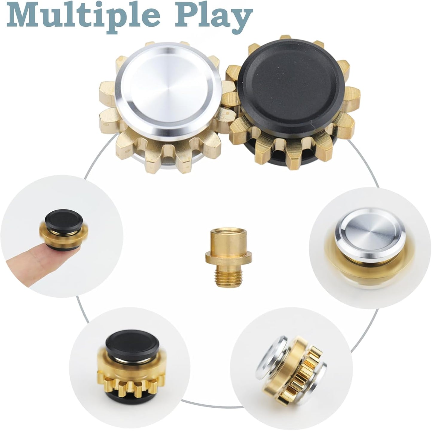 Metal Fidget Spinner for Adults, Small Mini Hand Toys, Copper Gear Linkage Fidget Blocks, Stacking Extendable Fingears Gyro, Bearing, Autism Sensory ADHD Anxiety Reduce