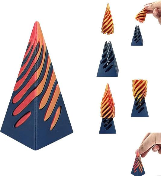 Impossible Pyramid Passthrough Sculpture, Pass Through Pyramid Fidget Toy, 3D Printed Spiral Cone Toy, Mini Vortex Thread Illusion, Pyramid Passthrough Sculpture (one)